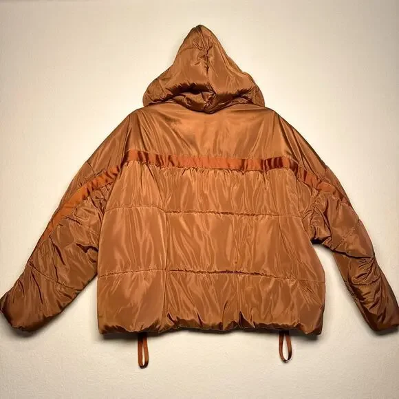 Maje Gueli Caramel Hooded Puffer Jacket Quilted Coat - Picture 11 of 11